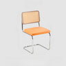 Rectangle Rattan Back Leather Cantilever Dining Chair Image - 7