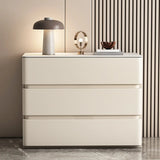 Rectangle Sintered Stone Cream 3-Drawer Bedside Cabinet Image - 1