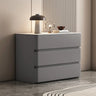 Rectangle Sintered Stone Cream 3-Drawer Bedside Cabinet Image - 11