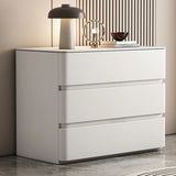 Rectangle Sintered Stone Cream 3-Drawer Bedside Cabinet Image - 3