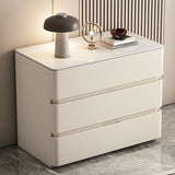 Rectangle Sintered Stone Cream 3-Drawer Bedside Cabinet Image - 4