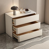 Rectangle Sintered Stone Cream 3-Drawer Bedside Cabinet Image - 6