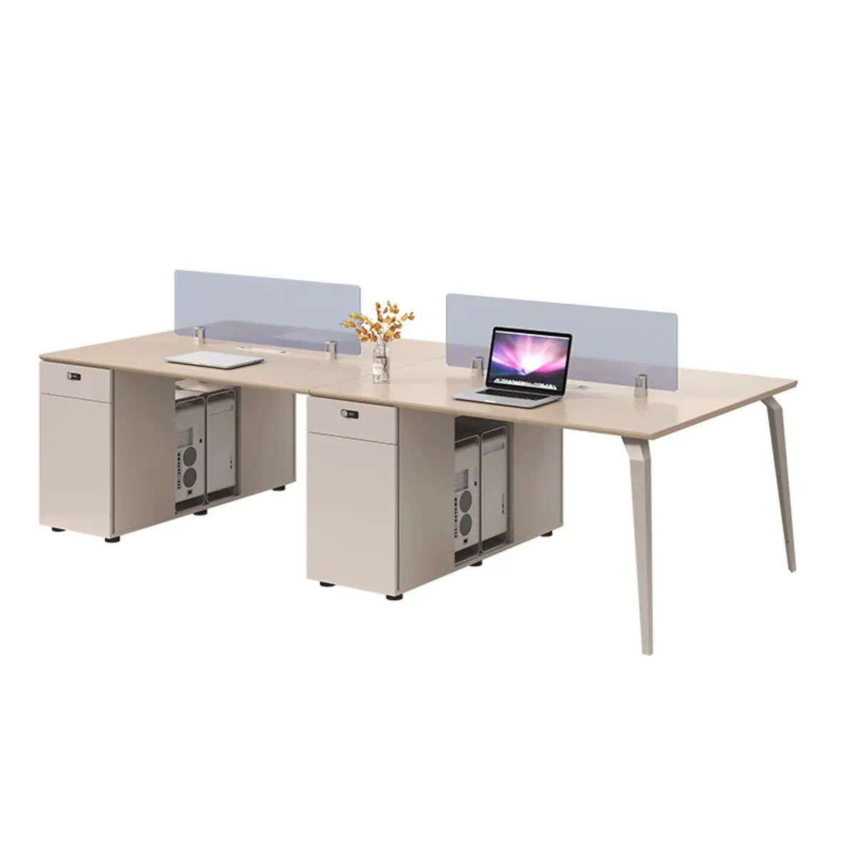 Rectangle Tableside Storage Cabinet Shelf Computer Desk Image - 11