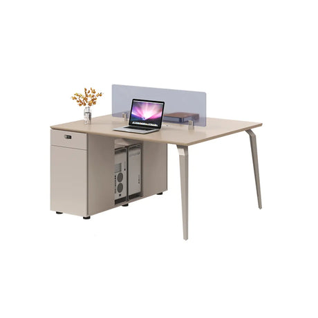 Rectangle Tableside Storage Cabinet Shelf Computer Desk Image - 2