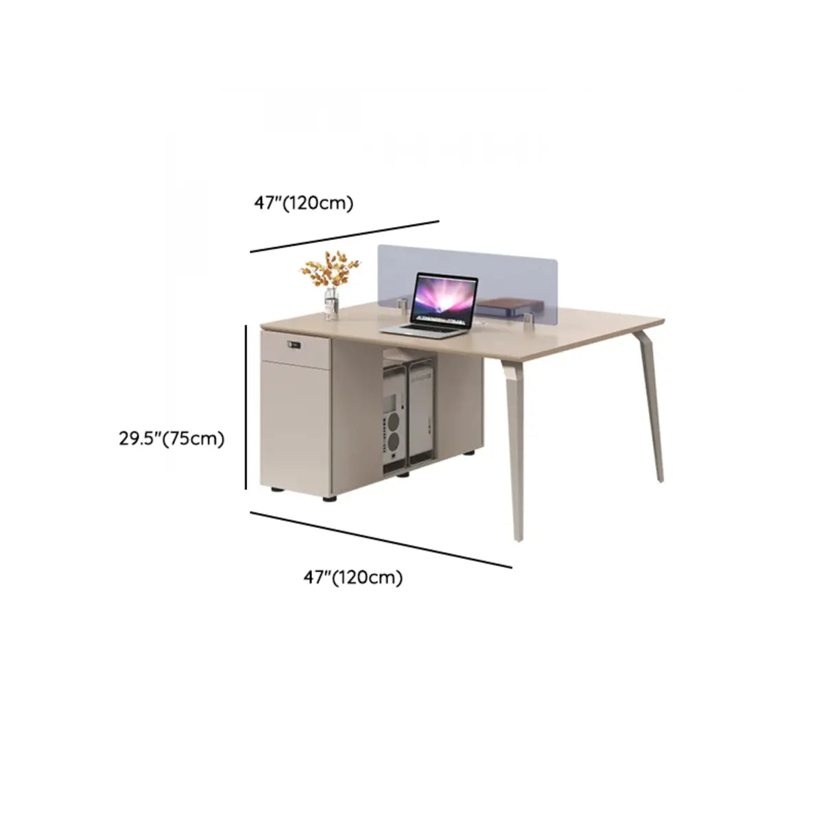 Rectangle Tableside Storage Cabinet Shelf Computer Desk 