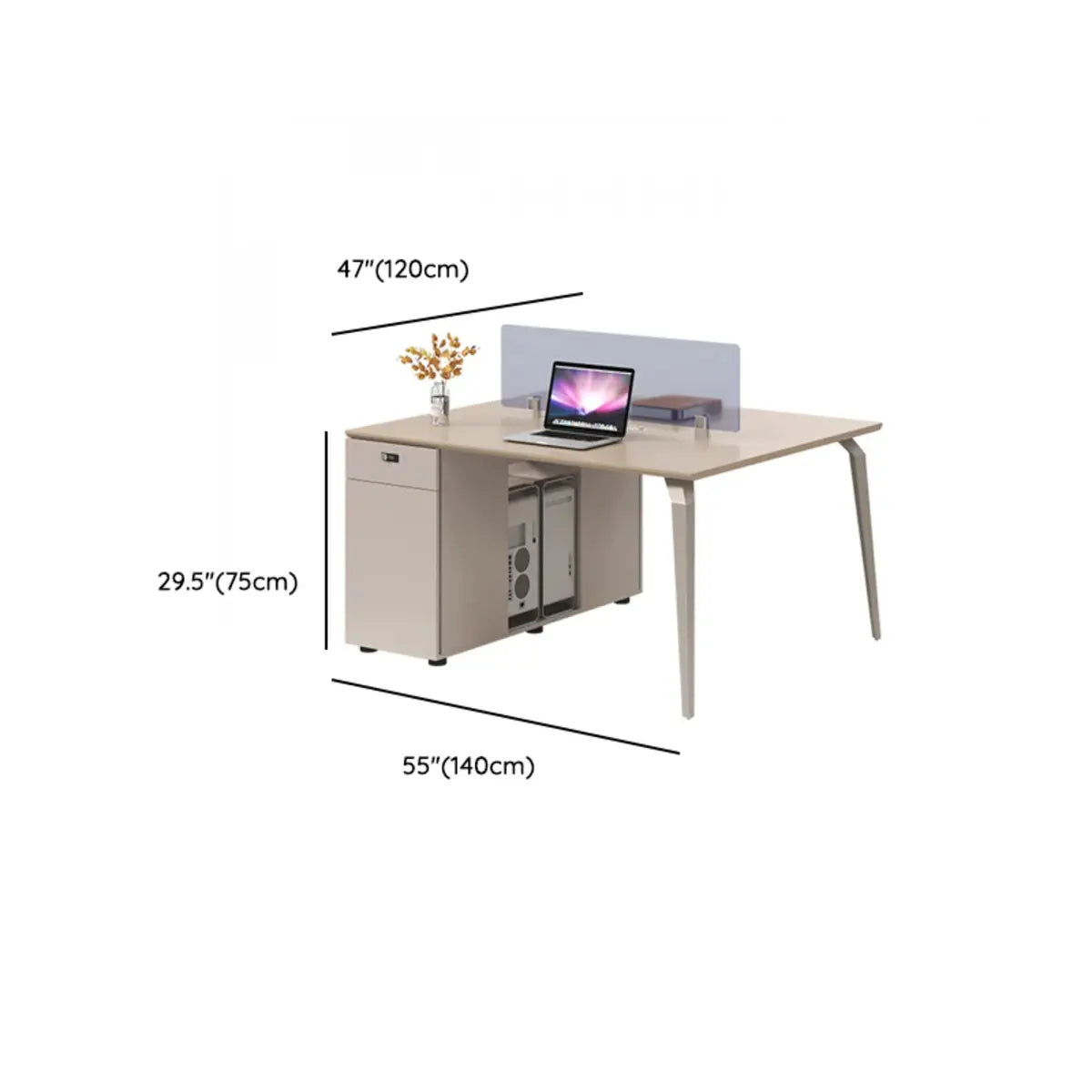 Rectangle Tableside Storage Cabinet Shelf Computer Desk Image - 25