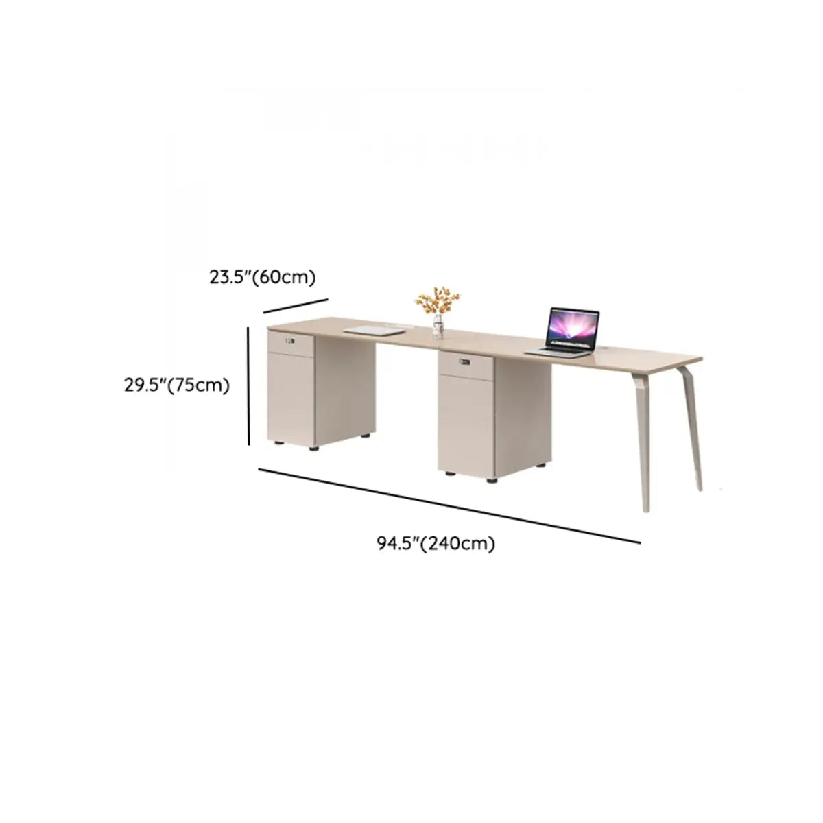 Rectangle Tableside Storage Cabinet Shelf Computer Desk Image - 26