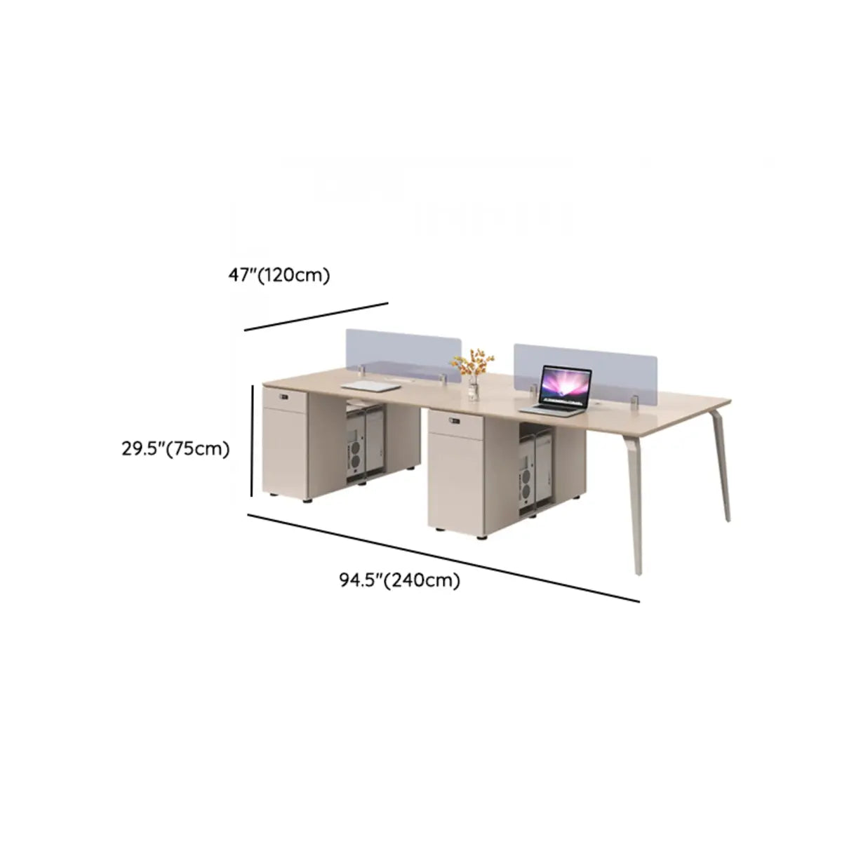 Rectangle Tableside Storage Cabinet Shelf Computer Desk Image - 28