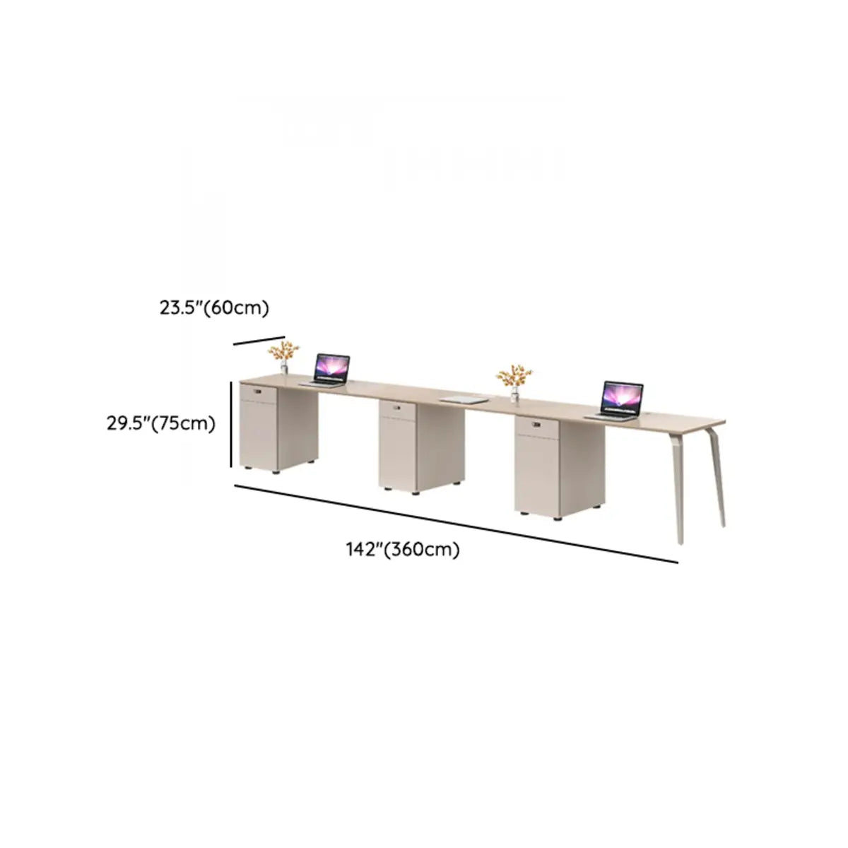 Rectangle Tableside Storage Cabinet Shelf Computer Desk Image - 30