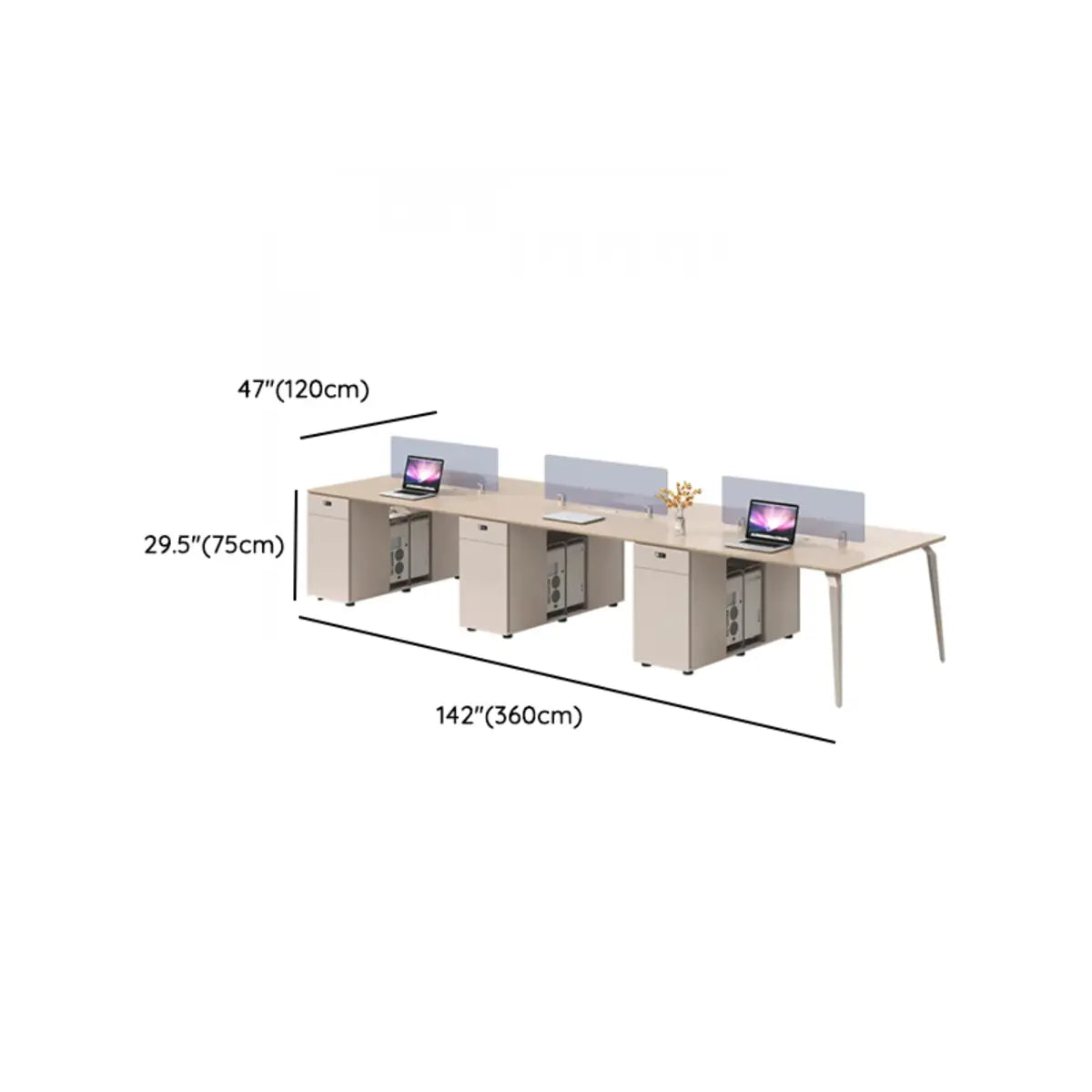 Rectangle Tableside Storage Cabinet Shelf Computer Desk Image - 32