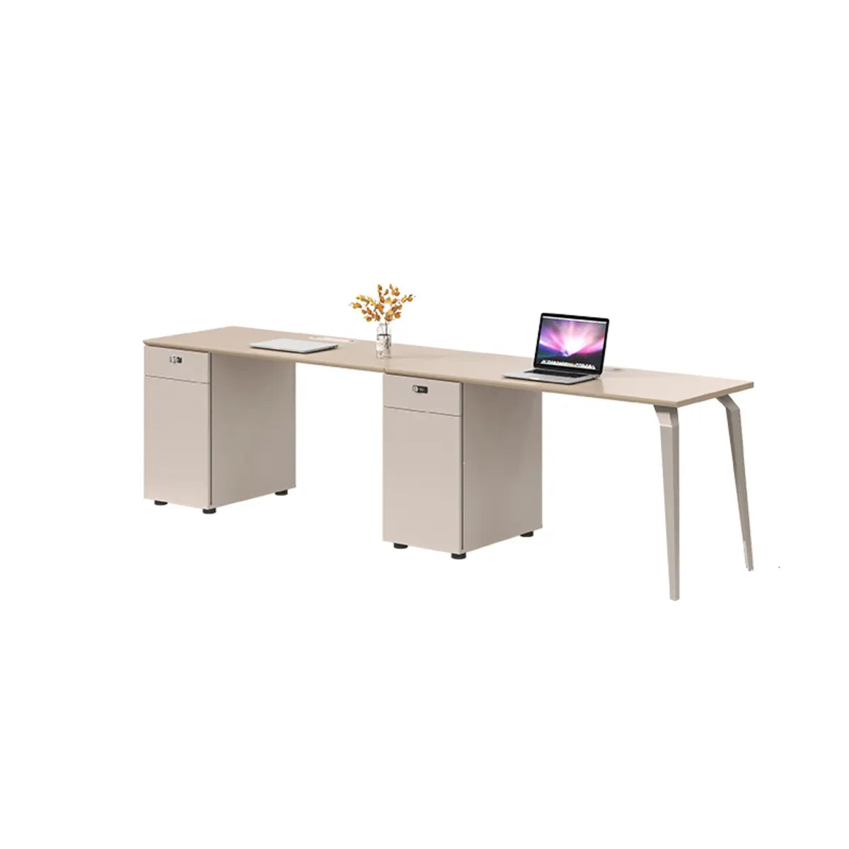 Rectangle Tableside Storage Cabinet Shelf Computer Desk Image - 5