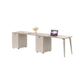 Rectangle Tableside Storage Cabinet Shelf Computer Desk Image - 8