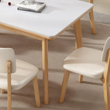 Rectangle White Slate Wood Dining Room Set with Chairs Image - 11