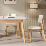 Rectangle White Slate Wood Dining Room Set with Chairs Image - 8