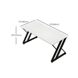 Rectangle White Stone Top Black Metal Sled Gaming Desk #size