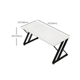 Rectangle White Stone Top Black Metal Sled Gaming Desk Image - 18