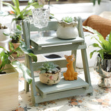 Rectangle Wood 2 Tier Countertop Plant Stand Green Image - 1