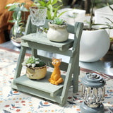 Rectangle Wood 2 Tier Countertop Plant Stand Green Image - 6