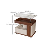 Rectangular Adjustable Height Wheels Brown Stone Side Table #size