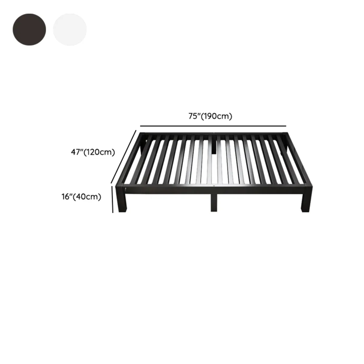 Rectangular Alloy Black Platform Panel Bed Frame with Legs Image - 14