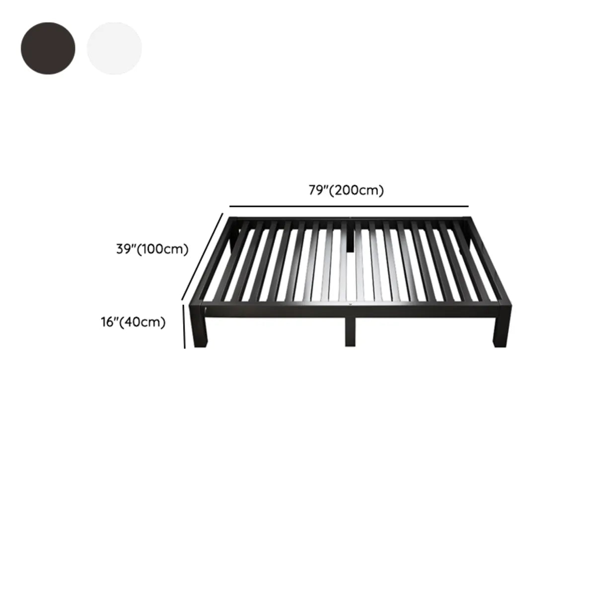 Rectangular Alloy Black Platform Panel Bed Frame with Legs Image - 17