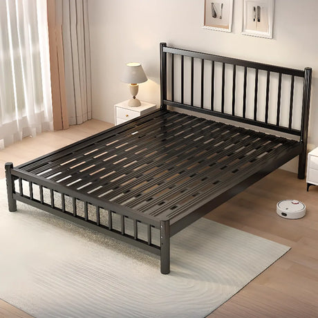 Rectangular Alloy Black Queen Open-Frame Panel Bed Image - 2