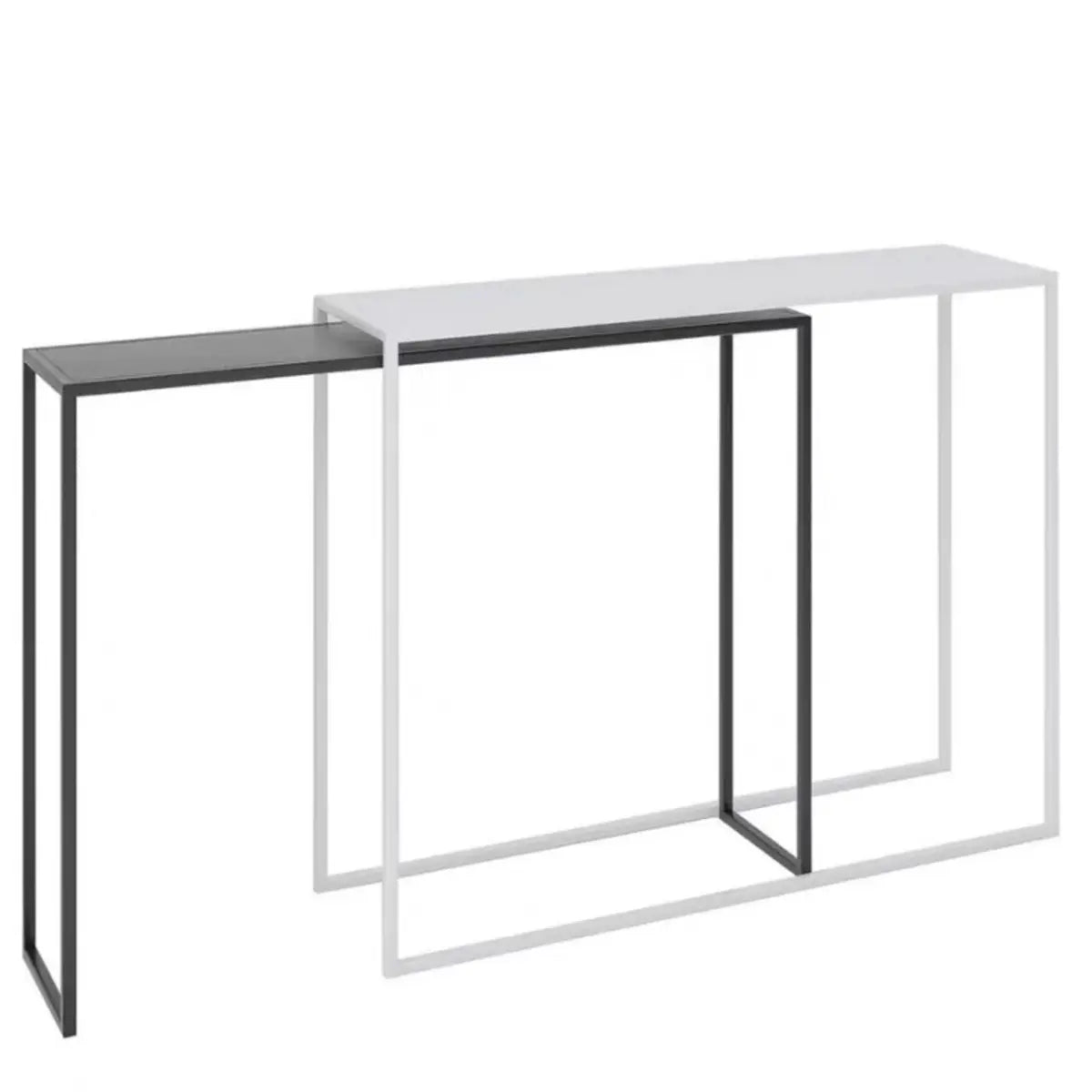 Rectangular Alloy Black-White Extendable Console Table Image - 6