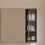 Rectangular Aluminum Beige Mirror Medicine Cabinet Image - 11