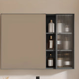 Rectangular Aluminum Beige Mirror Medicine Cabinet Image - 12