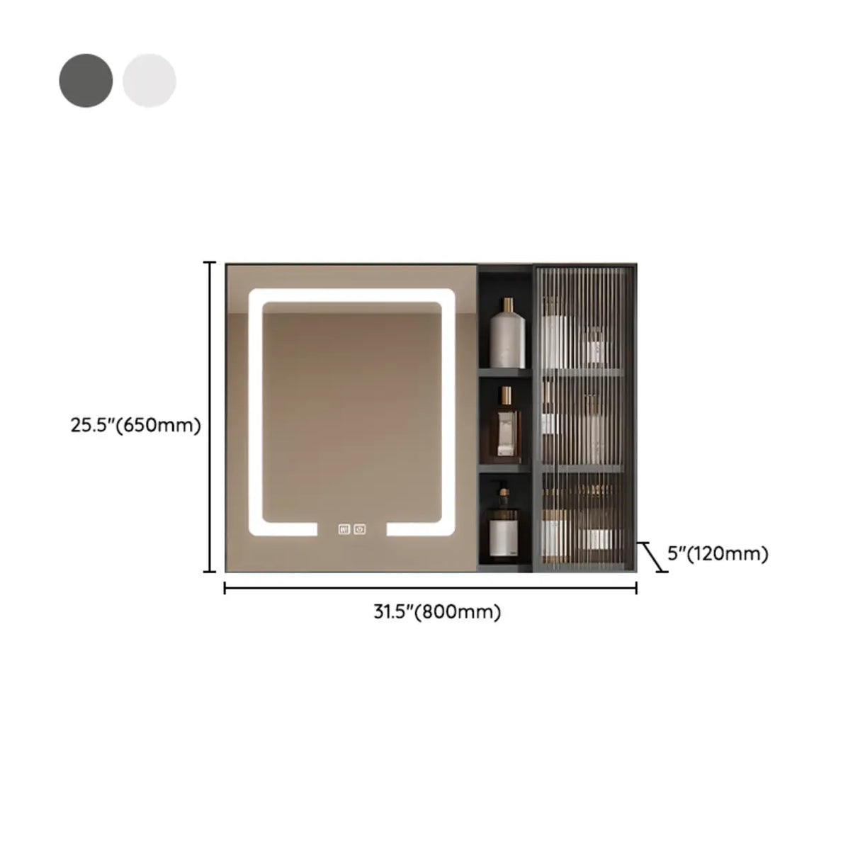 Rectangular Aluminum Beige Mirror Medicine Cabinet Image - 20