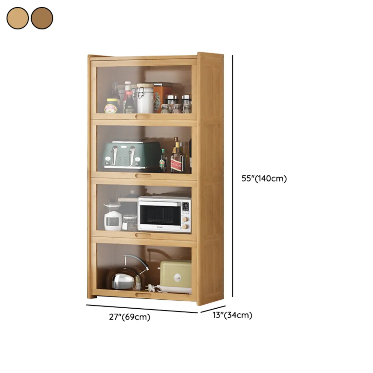 Rectangular Bamboo Kitchen Storage Display Cabinet Image - 16