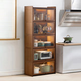 Rectangular Bamboo Kitchen Storage Display Cabinet Image - 2