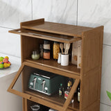 Rectangular Bamboo Kitchen Storage Display Cabinet Image - 7