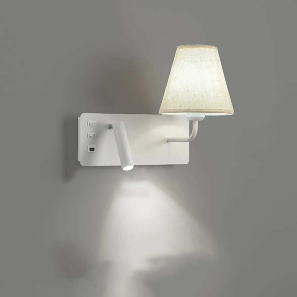 Rectangular Base 2-Light Mini Bedside Reading Wall Lamp Image - 2