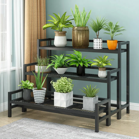 Rectangular Black Mesh Metal Indoor Storage Plant Stand Image - 1