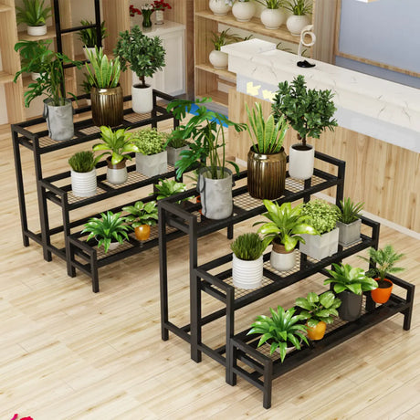 Rectangular Black Mesh Metal Indoor Storage Plant Stand Image - 2