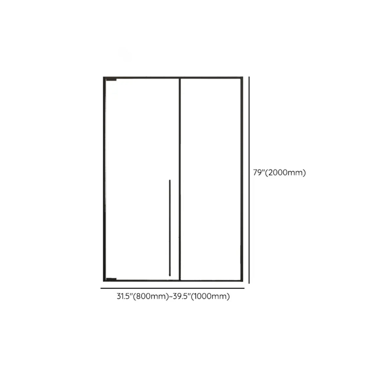 Rectangular Black Trim Handle Sliding Glass Shower Door 