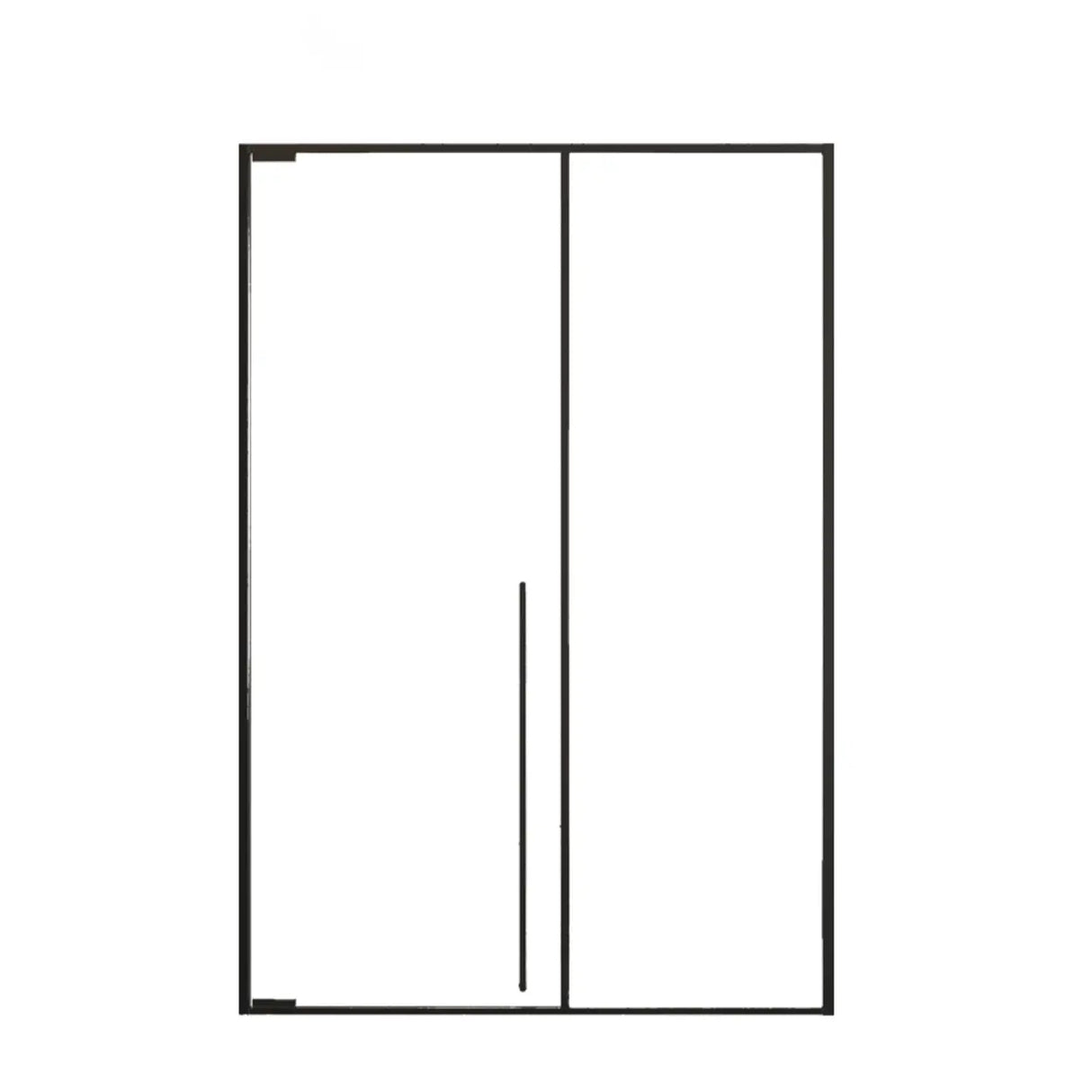 Rectangular Black Trim Handle Sliding Glass Shower Door Image - 5