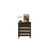 Rectangular Black Wood Double Dresser with Drawers Image - 14