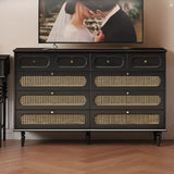 Rectangular Black Wood Double Dresser with Drawers Image - 19