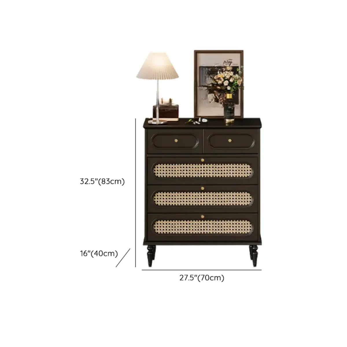 Rectangular Black Wood Double Dresser with Drawers Image - 29