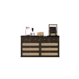 Rectangular Black Wood Double Dresser with Drawers Image - 5