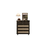 Rectangular Black Wood Double Dresser with Drawers Image - 7