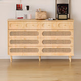 Rectangular Black Wood Double Dresser with Drawers Image - 8