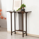 Rectangular Brown Bamboo Slim Entryway Console Table Image - 1