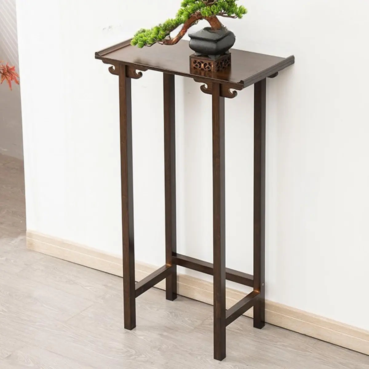 Rectangular Brown Bamboo Slim Entryway Console Table Image - 10