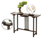 Rectangular Brown Bamboo Slim Entryway Console Table Image - 12