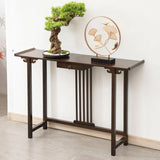 Rectangular Brown Bamboo Slim Entryway Console Table Image - 13