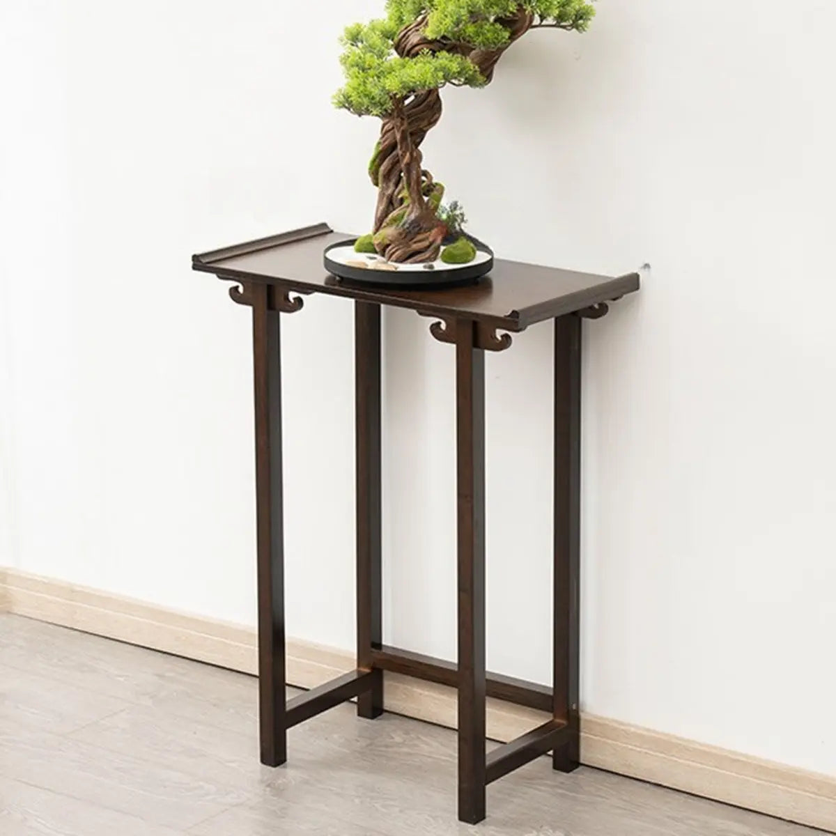 Rectangular Brown Bamboo Slim Entryway Console Table Image - 15