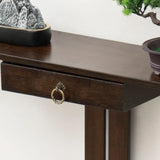 Rectangular Brown Bamboo Slim Entryway Console Table Image - 16